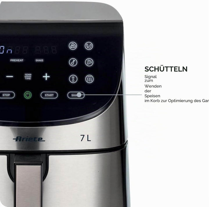 ARIETE digitale ölfreie Fritteuse – gebürsteter Edelstahl – XXL 2 Kilo – Modell 4628