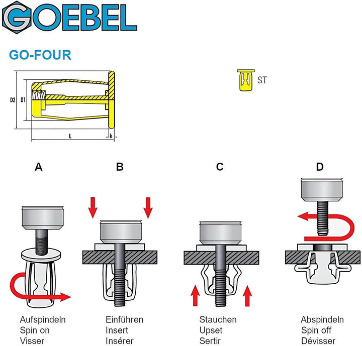 GOEBEL® - 250 x Spreiz-Blindnietmuttern Nietmuttern M4 Stahl verzinkt (Ø x L) 8,0 x 22,0 mm Blindmut