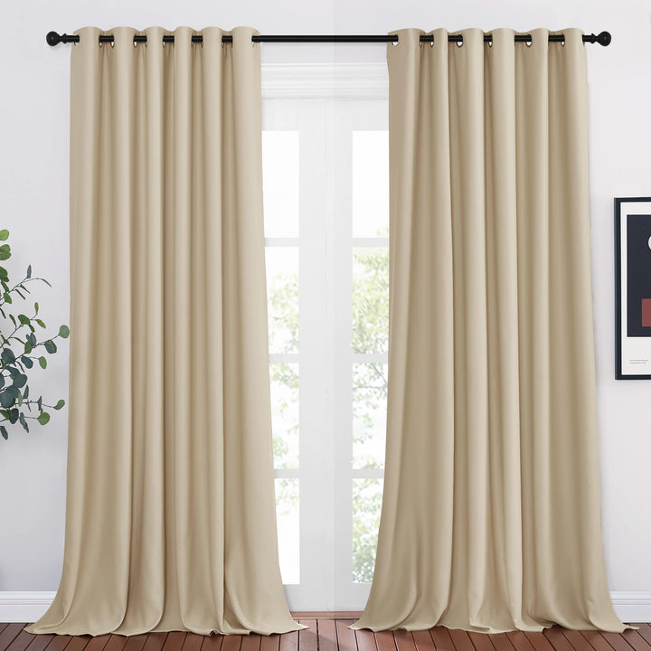 PONY DANCE Verdunkelungsvorhang Beige Ösenvorhang 2er Set H 260 x B 200 cm Gardinen Beige Blickdicht