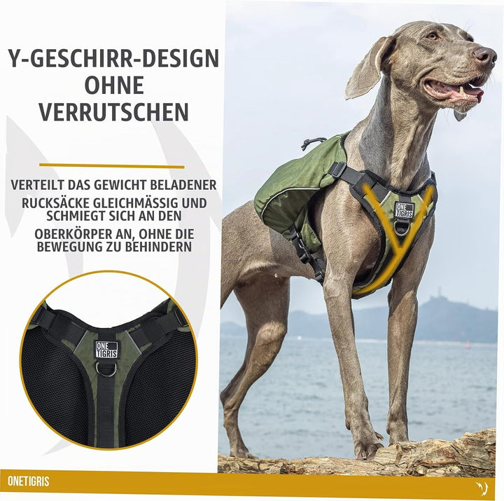 OneTigris CAMELUS Hunderucksack Reissen Camping Wandern Hundebackpack für M/L Grösse Hunde (L, Range