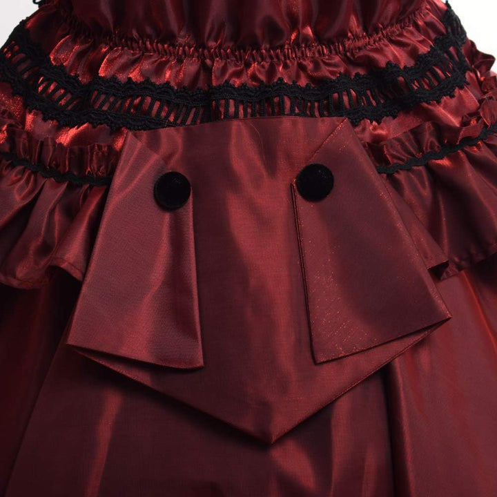 GRACEART Damen Gothic Viktorianisches Kleid Renaissance Maxi Kostüm (XXL, Rot) XXL Rot, XXL Rot