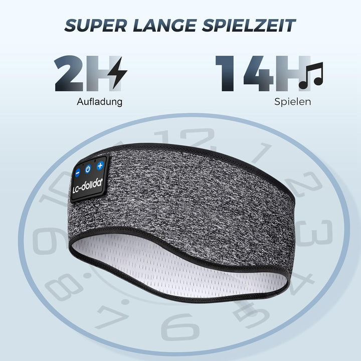LC-dolida Schlafkopfhörer Bluetooth 5.4, Schlaf Stirnband Kopfhörer Headband Schlafmaske, Sportskopf