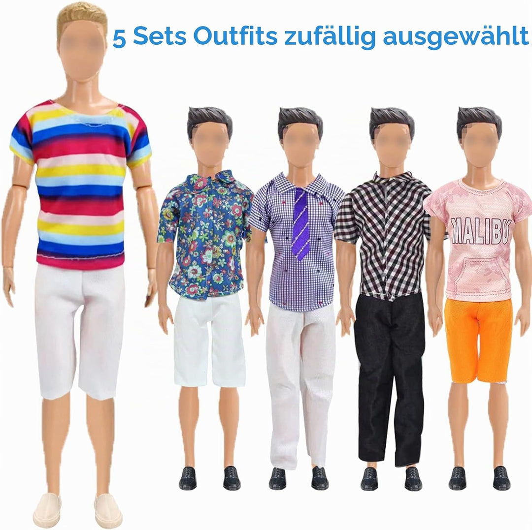 19 Stück Kleidung und Zubehör Kompatibel mit Ken Puppen 1 Anzug 5 Freizeitbekleidung Kleidung 5 Hose