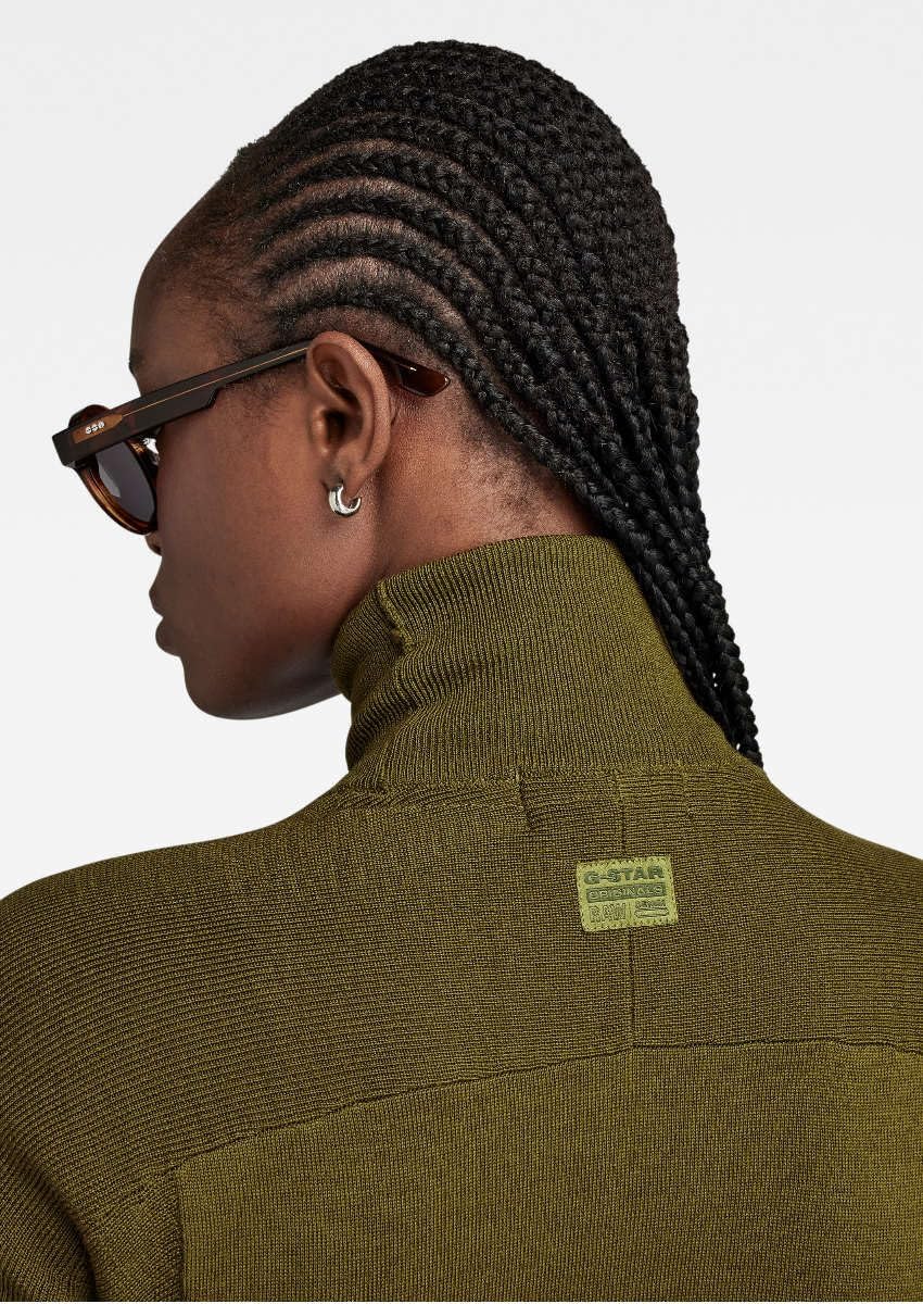 G-STAR RAW Damen Core Slim Turtle Knitted Pullover Knits XS Grün (Dark Olive D23678-b692-c744), XS G