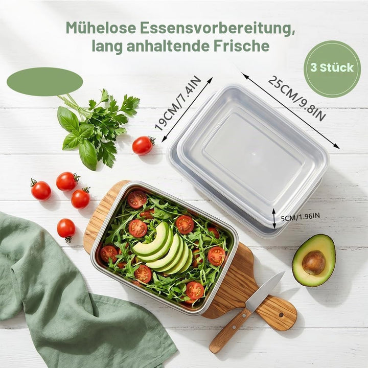Panierschalen-Set 3-teilig, 25 x 19 x 5 cm Edelstahl Panier-Set, Edelstahl Schale Rechteckig, Panier