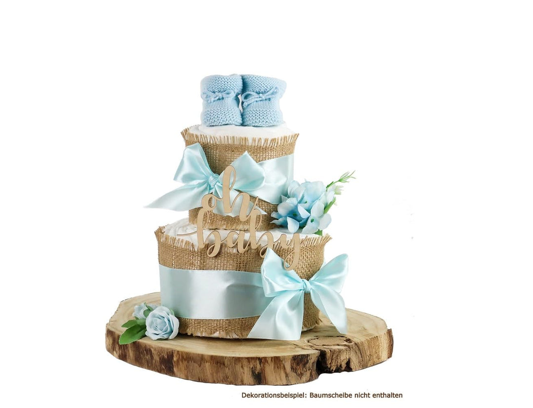 Windeltorte ALLES JUTE | zur Geburt (2-stöckig, blue)