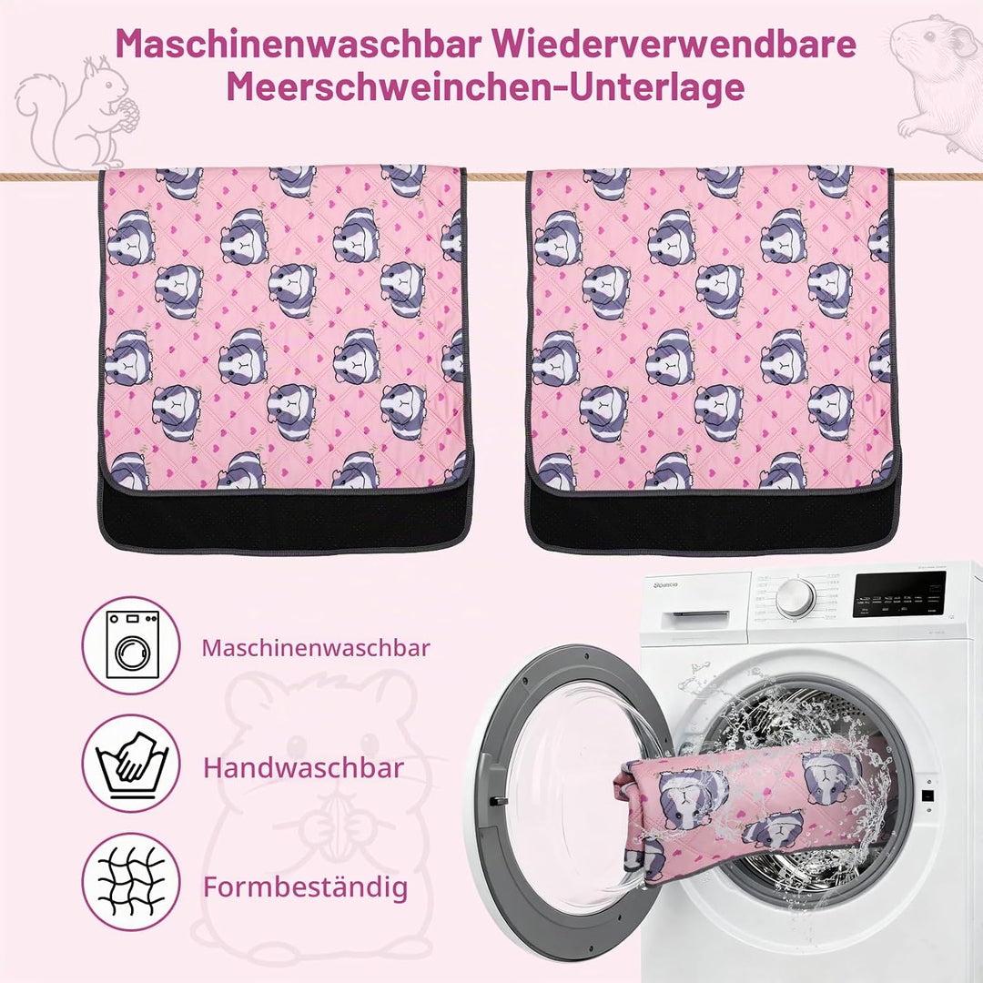 2 Stück PIPI Pads 142x70cm für Meerschweinchen, wasserdichte &amp; rutschfeste Unterlage mit 4 Lagen, su
