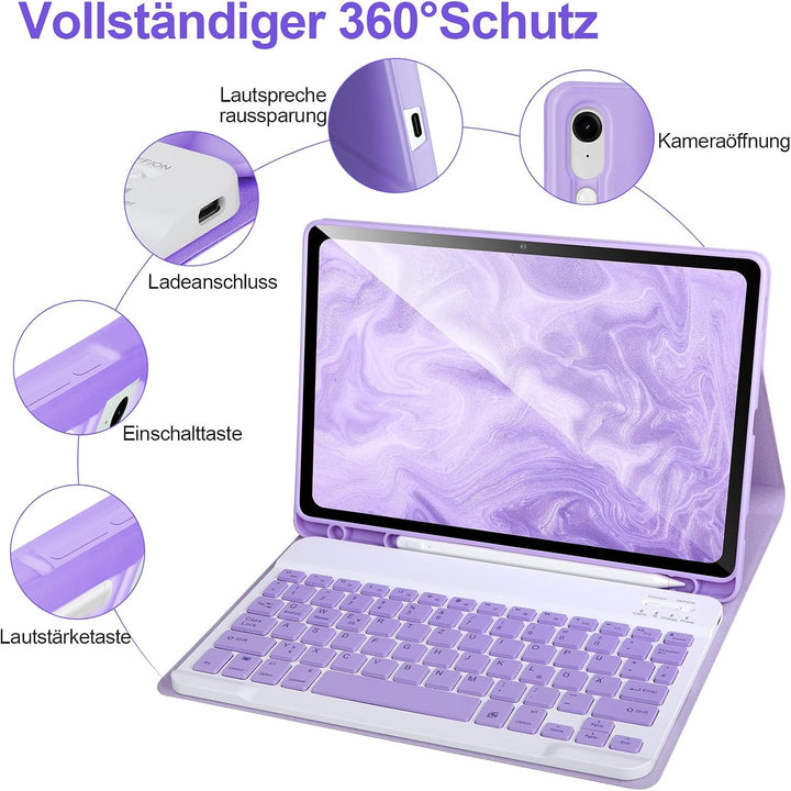 Tastaturhülle für Samsung Galaxy Tab S10 Lite/S10 FE/S9 FE/ S9,11 Zoll, 2025/2023, abnehmbare drahtl
