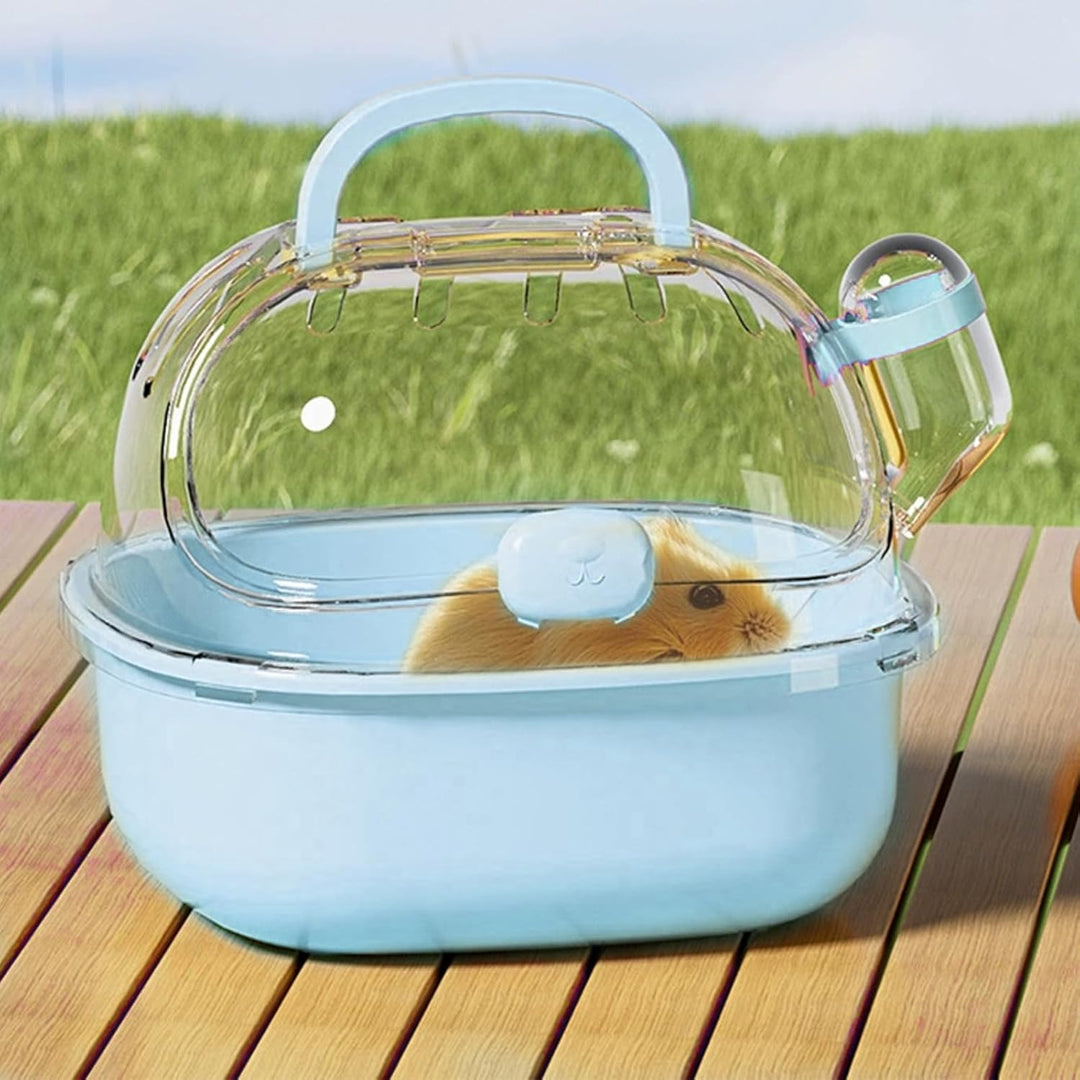 Transportbox Hamster mit Wasserflasche, 20x18x19cm Tragbare Transportbox Kleintiere Transportkäfig m