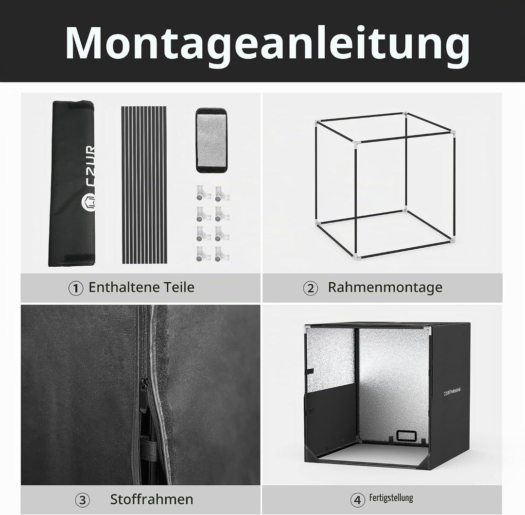 CZUR Fotostudio mit Handtasche, Fotobox Studio Box Scanner-Helfer, 60 * 60 * 60cm, Faltbar &amp; Tragbar