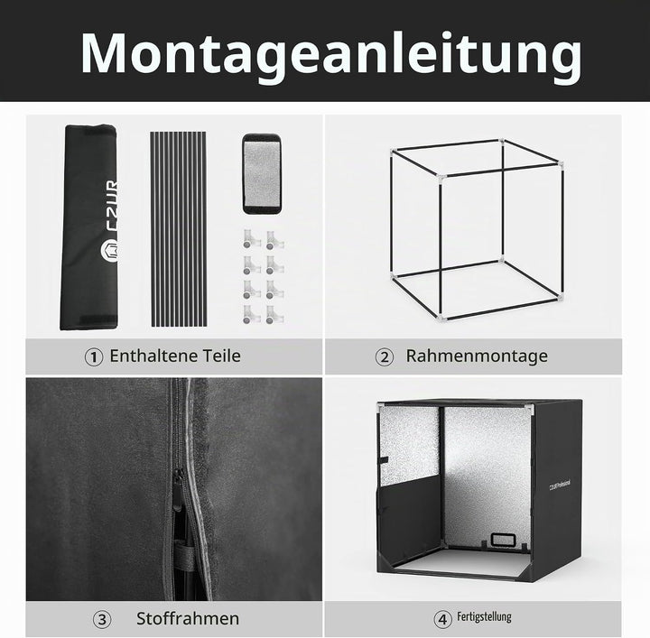 CZUR Fotostudio mit Handtasche, Fotobox Studio Box Scanner-Helfer, 60 * 60 * 60cm, Faltbar &amp; Tragbar
