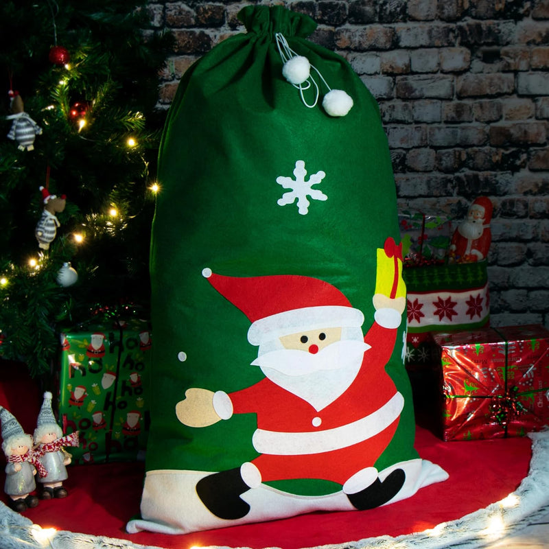 com-four® 3x Geschenksack XXL für Weihnachten - Nikolausbeutel mit weihnachtlichen Motiven zum Befül