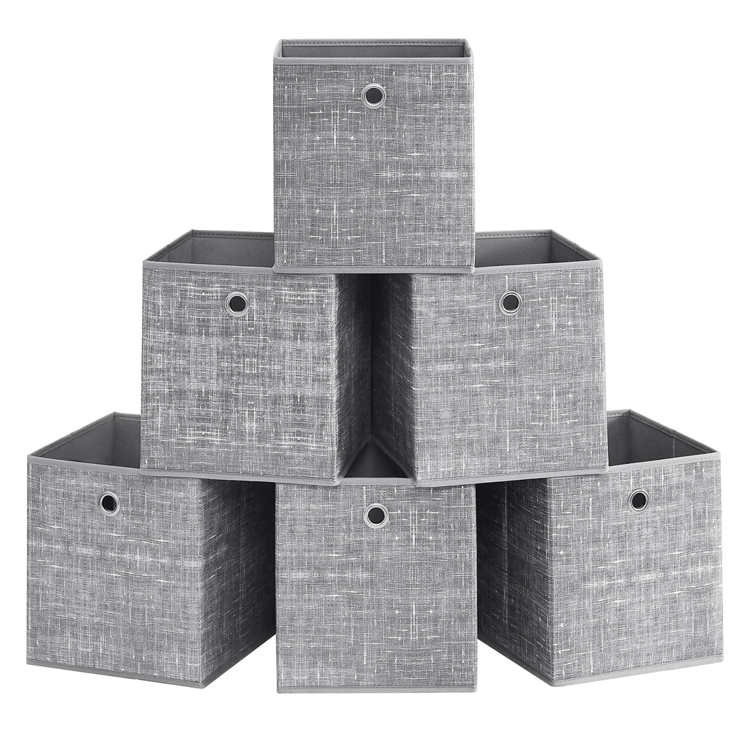 SONGMICS Aufbewahrungsbox, 6er Set, Ordnungsboxen aus Vliesstoff mit Griff, Boxen Aufbewahrung, 26 x