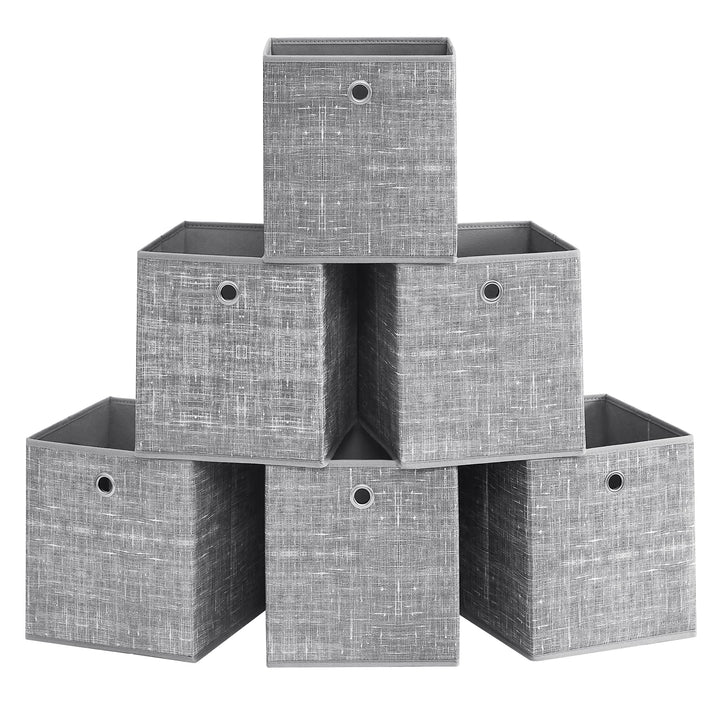 SONGMICS Aufbewahrungsbox, 6er Set, Ordnungsboxen aus Vliesstoff mit Griff, Boxen Aufbewahrung, 26 x