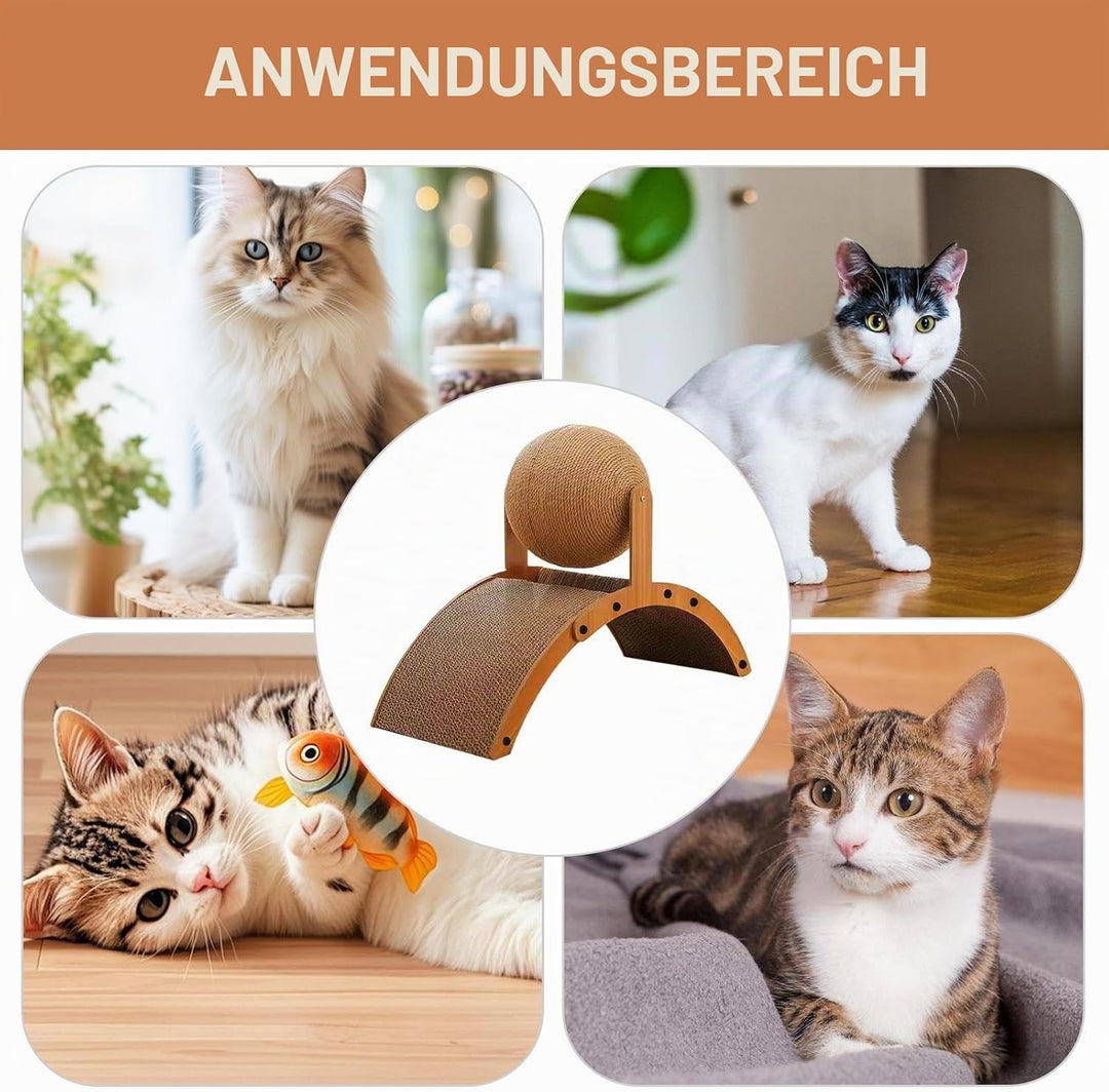 Kratzball Für Katzen - Kratzbrett - Interaktives Katzenspielzeug Mit Wellpappe Vertikaler Kratzbrett