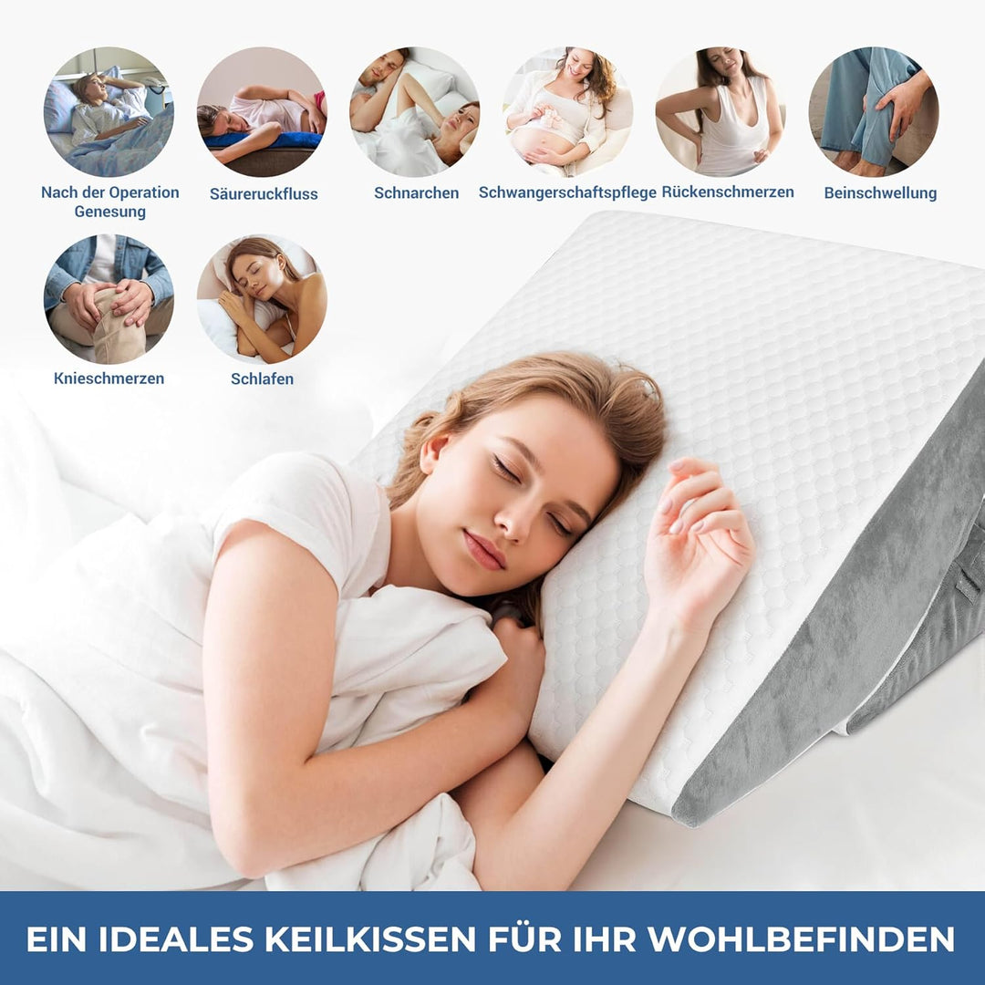 Verstellbares Keilkissen, Hochdichteschaum Lesekissen mit Nackenrolle für Bett und Sofa, Ergonomisch