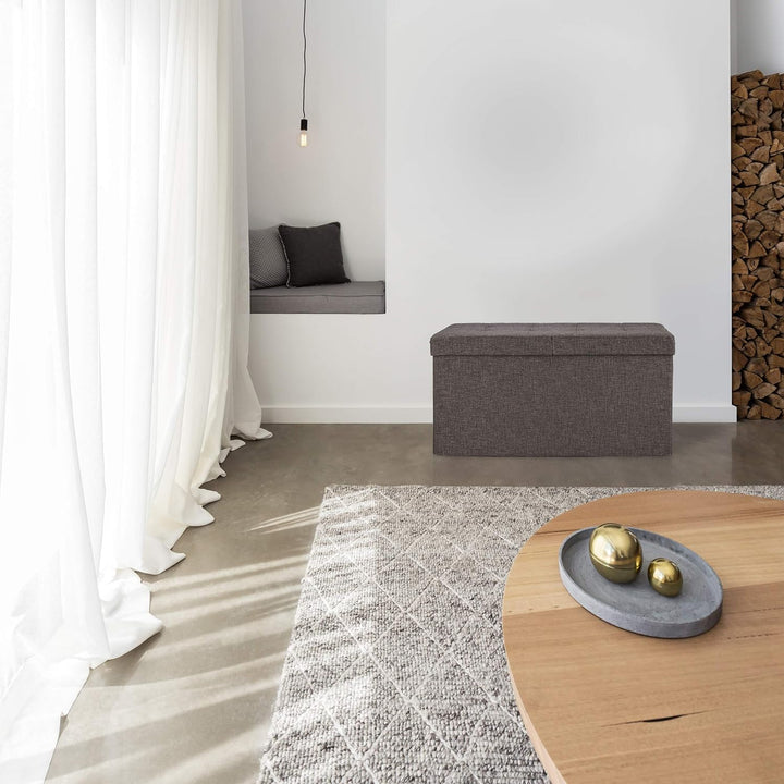 Relaxdays Sitzbank, mit Stauraum, faltbar, gepolstert, klappbarer Deckel, Flur, Wohn-& Schlafzimmer,