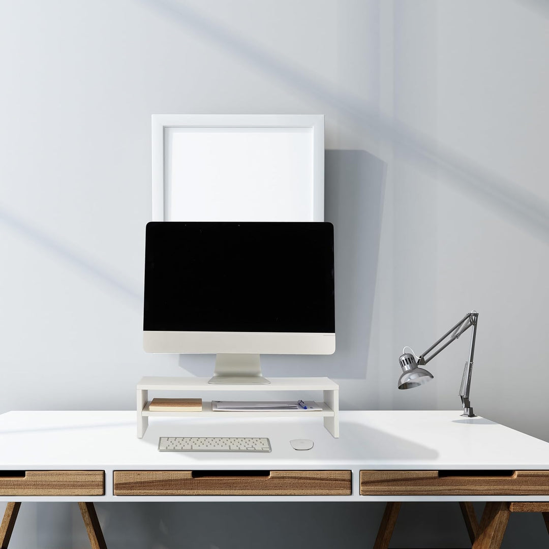 Relaxdays Monitorständer, Zusatzablage, HxBxT: 14,5 x 54 x 25,5 cm, Bildschirmerhöhung für Schreibti