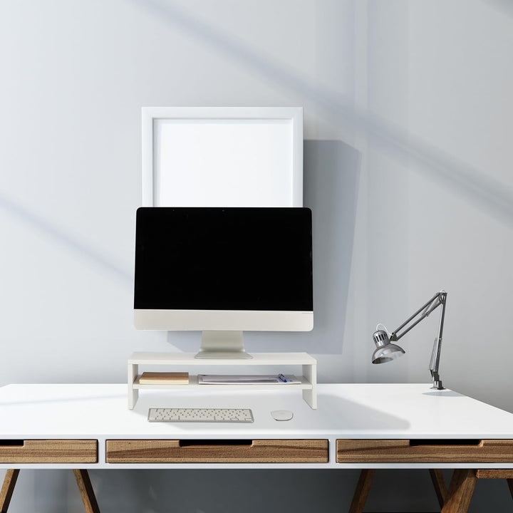 Relaxdays Monitorständer, Zusatzablage, HxBxT: 14,5 x 54 x 25,5 cm, Bildschirmerhöhung für Schreibti