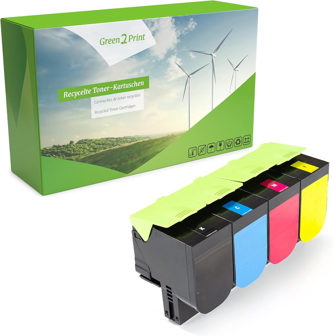 Green2Print Toner Toner-Set, 4 Kartuschen 1x 10500, 3X 7000 Seiten passend für Lexmark CX622ade, CX6