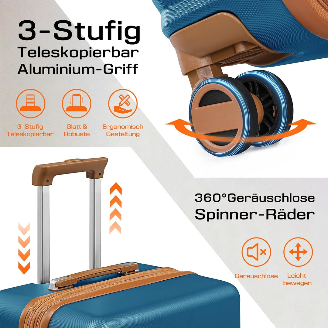 Joyway Kofferset 5 teilig Koffer Trolley, Hartschalen Erweiterbar Reisekoffer, Zwillingsrollen Handg