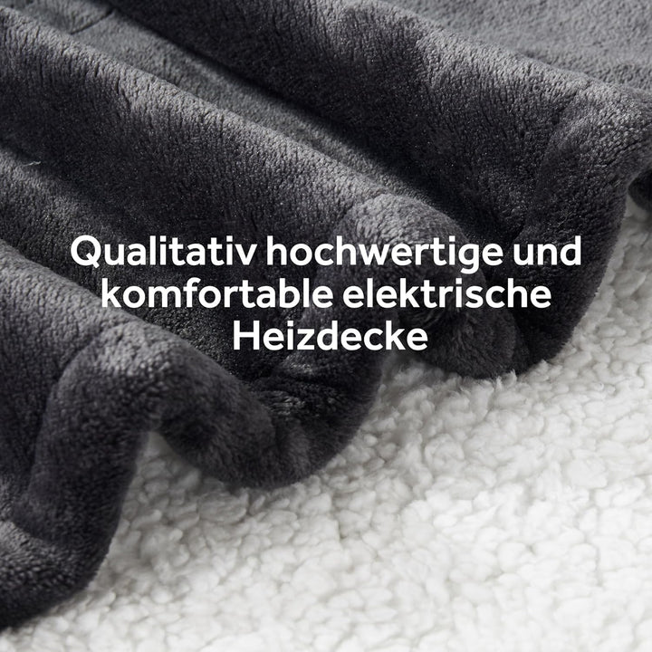 Heizdecke 150×200 cm Flanell Sherpa Mit Abschaltautomatik, 6 Temperaturstufen, Überhitzungsschutz -