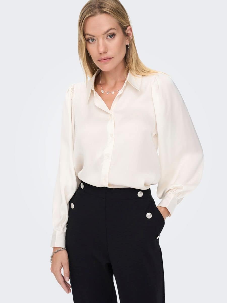 NAME IT Damen Onlzora Ls Puff Shirt Noos Wvn XS Macadamia, XS Macadamia
