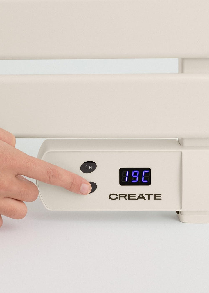 CREATE / WARM Towel 500W / Elektrischer Badheizkörper Cremeweiss mit Regal 1 Stange / 96,9x55x5cm /