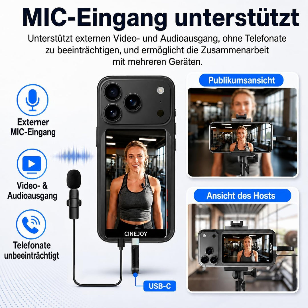 EACHSHOT CineJoy M2 Magnetisches Vlog Selfie Monitor 𝐦𝐢𝐭 𝐢𝐏𝐡𝐨𝐧𝐞 𝟏𝟓 𝟏𝟔 𝟏𝟕 𝐒𝐞𝐫𝐢𝐞𝐬, Bildschirm 4K 120fp