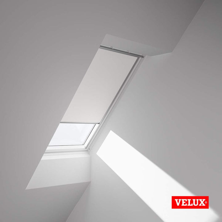 VELUX Original Dachfenster Verdunkelungsrollo für MK08, Weiss, mit Grauer Führungsschiene MK08 Weiss