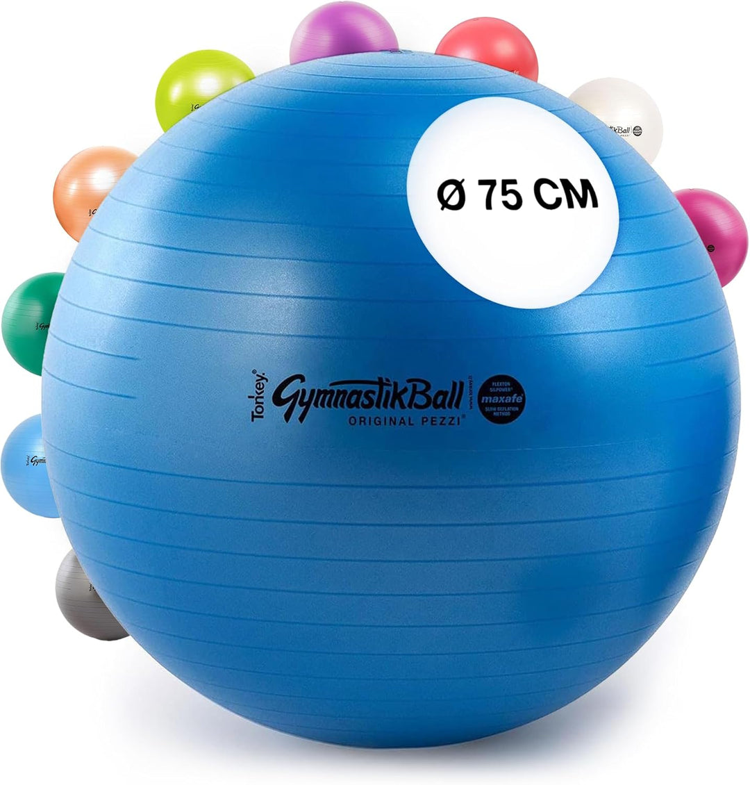 ORIGINAL PEZZI Gymnastik Ball MAXAFE 75 cm BLAU *NEU*