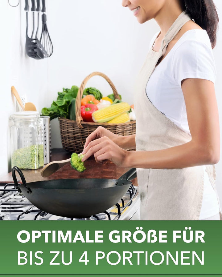 pasoli Wok für Gasherd und Grill inkl. gratis Rezepte eBook - voreingebrannt - Asiapfanne mit rundem