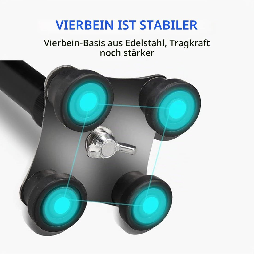 KCareU Anti-Rutsch-Gehstock Walker Spazierstock Aluminiumlegierung Ultraleichter Quadripod-Stock Bla