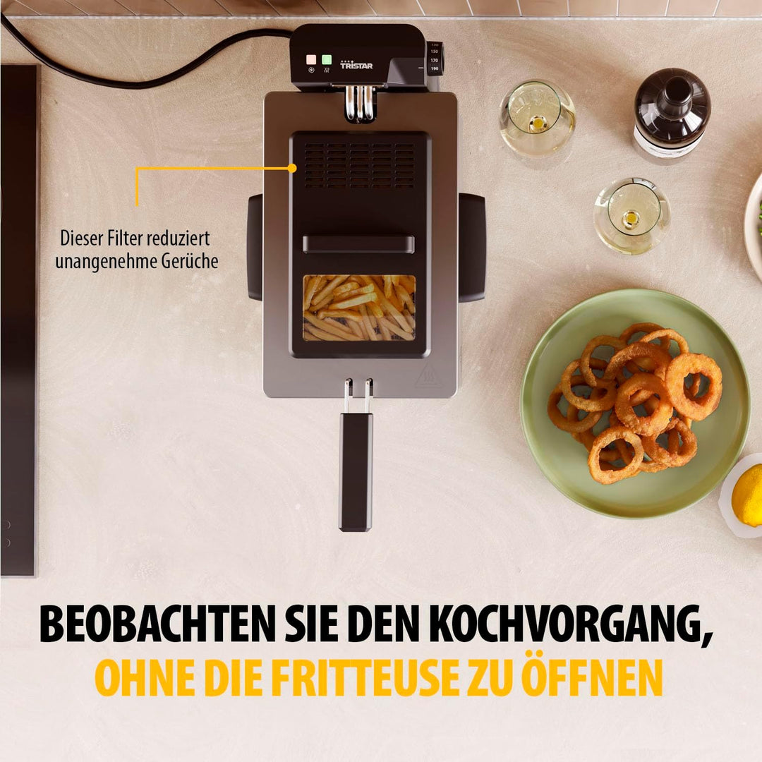Tristar Fritteuse, 3 Liter, Cool Zone Technologie, Verstellbarer Thermostat bis 190°C, Spülmaschinen