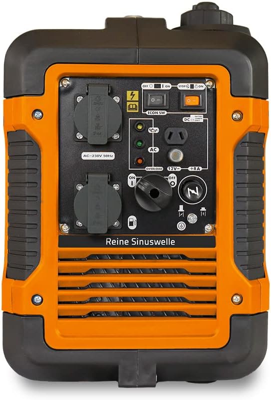 ration1 Notstrom Generator 1900 W, Benzin 4 Takt, reine Sinuswelle, Inverter, mit USB, 230 V Steckdo