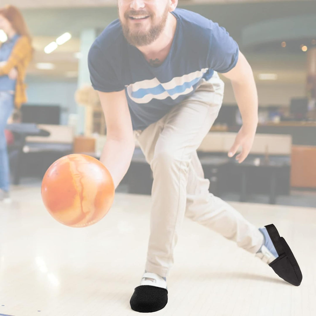 5 Bowling-Schuh-Slider | rutschfeste Bowling-Überschuhe Herren mit elastischer Kordel - Schwarzes Bo