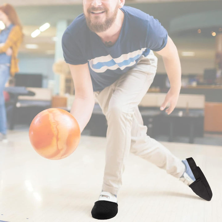 5 Bowling-Schuh-Slider | rutschfeste Bowling-Überschuhe Herren mit elastischer Kordel - Schwarzes Bo