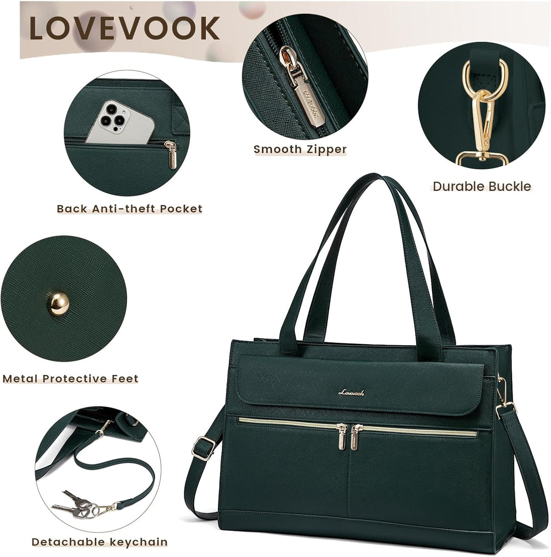 LOVEVOOK Laptop Handtasche Damen, 15,6 Zoll Laptoptasche Shopper Tasche Damen 2 in 1 Umhängetasche,