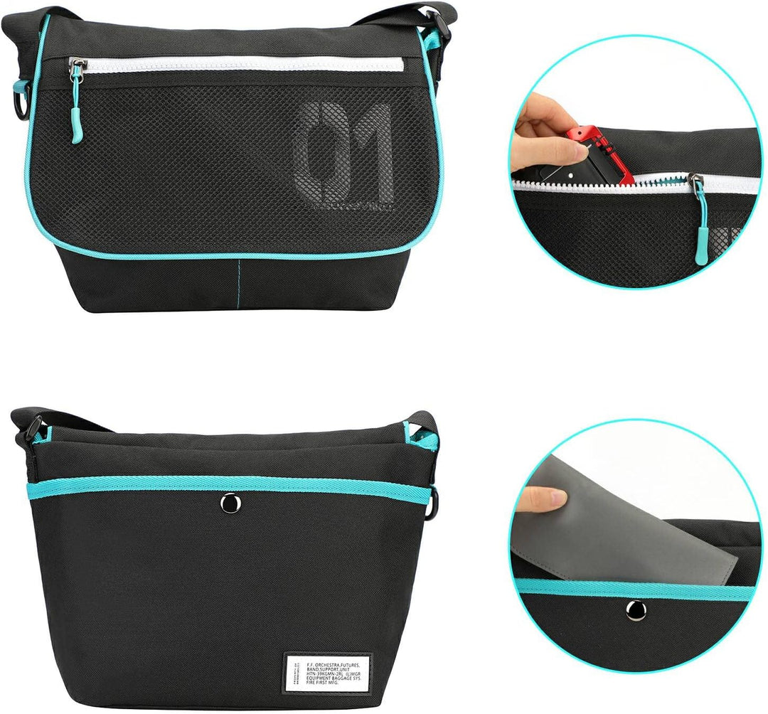 FIREFIRST Hatsune Miku & Kagamine Rin Lens Crossbody Messenger Schultertasche Türkis W33×H23×D13（cm）