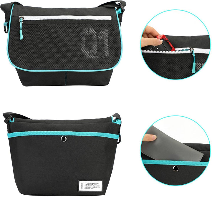 FIREFIRST Hatsune Miku & Kagamine Rin Lens Crossbody Messenger Schultertasche Türkis W33×H23×D13（cm）