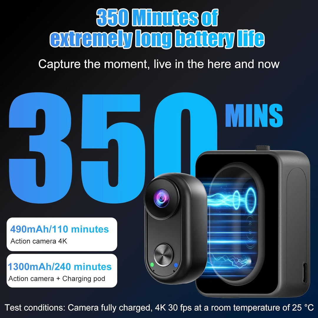 OBEST Action Cam 4K Bildstabilisierung WiFi Action Kamera Stabilisator Wasserdicht Mini Bodycam Körp
