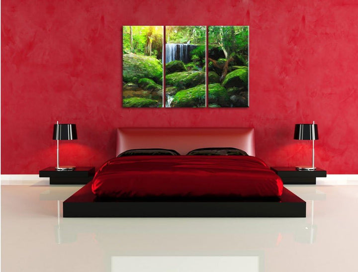 Pixxprint Regenwald in Thailand als Leinwandbild/Grösse: 3Teilig / Wandbild/Kunstdruck/fertig bespan