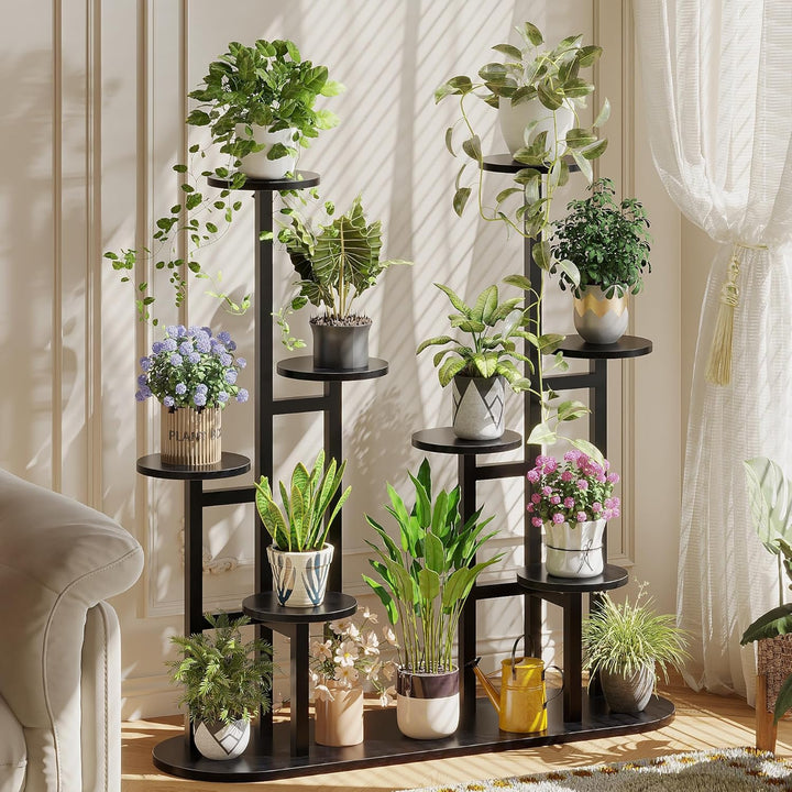 MIN WIN 100 cm Pflanzenständer Metall mit 8 Ebenen Pflanzenregal Blumenständer drinnen draussen Plat