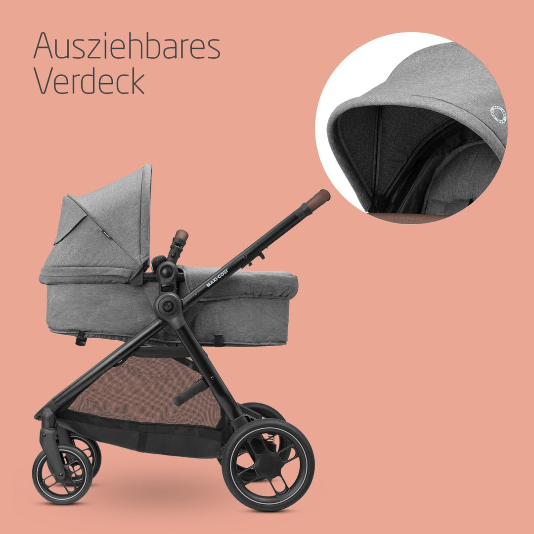 Maxi-Cosi Zelia S Trio Kinderwagen 3 in 1 Komplettset, 0-4 Jahre, bis 22 kg, Zusammenklappbar, Kompa