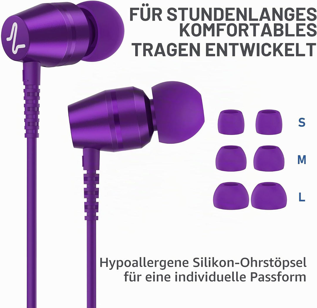 LUDOS OMNITONE Kopfhörer In Ear Kopfhörer mit Kabel und Mikrofon, 5 Jahre Garantie, In Ear Ohrhörer,