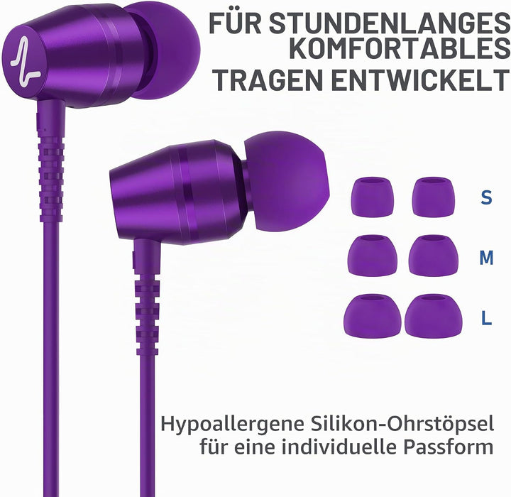 LUDOS OMNITONE Kopfhörer In Ear Kopfhörer mit Kabel und Mikrofon, 5 Jahre Garantie, In Ear Ohrhörer,