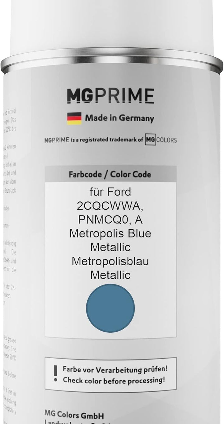 MG PRIME Autolack Sprühdosen Set für Ford 2CQCWWA / PNMCQ0 / A Metropolis Blue Metallic/Metropolisbl