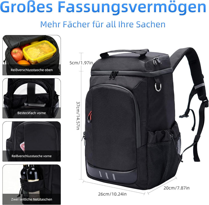 Camping Kühlrucksack,24L Kapazität Isolierter Picknickrucksack, Wasserdichter Rucksack-Kühler Auslau