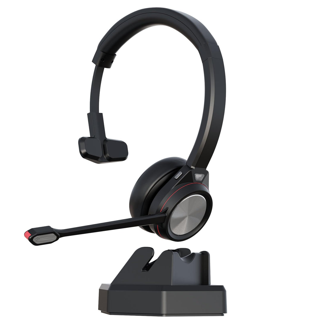 Bluetooth Headset mit Mikrofon, Wireless Headset mit USB Dongle Ladestation, Noise Cancelling Mikrof