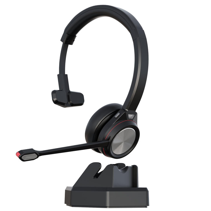 Bluetooth Headset mit Mikrofon, Wireless Headset mit USB Dongle Ladestation, Noise Cancelling Mikrof